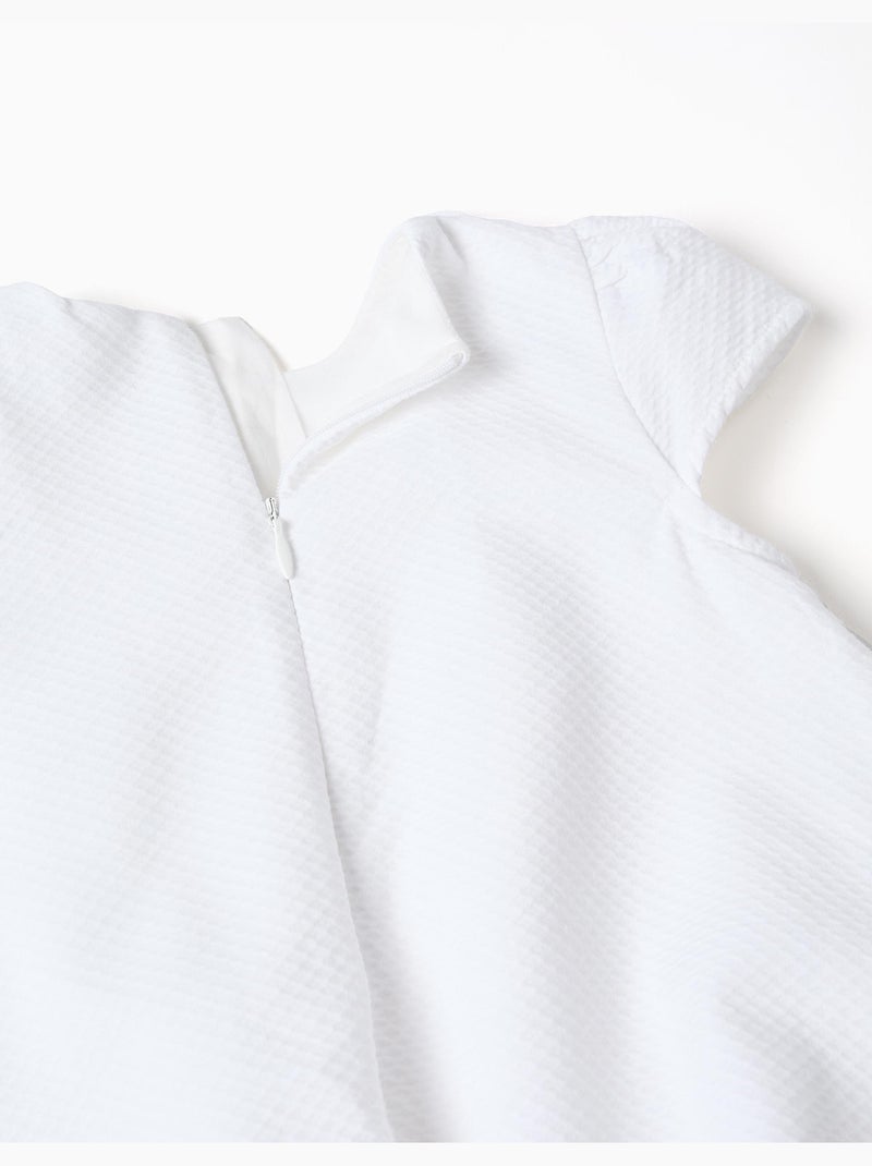 Vestido de algodón con efecto globo Blanco - Kiabi