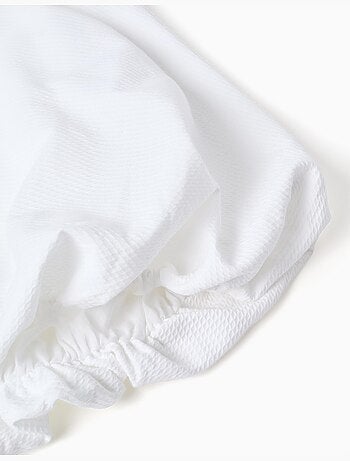 Vestido de algodón con efecto globo y flores