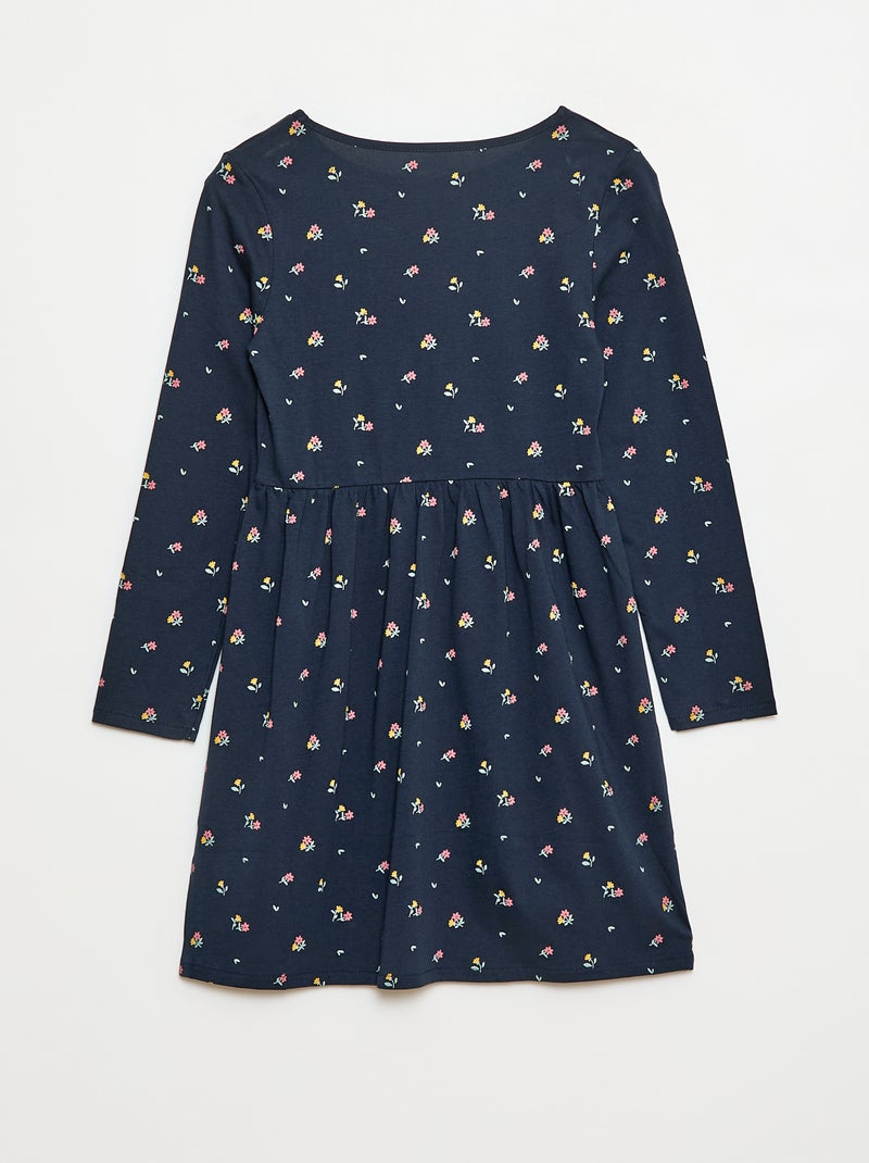 Vestido de algodón con estampado Azul - Kiabi