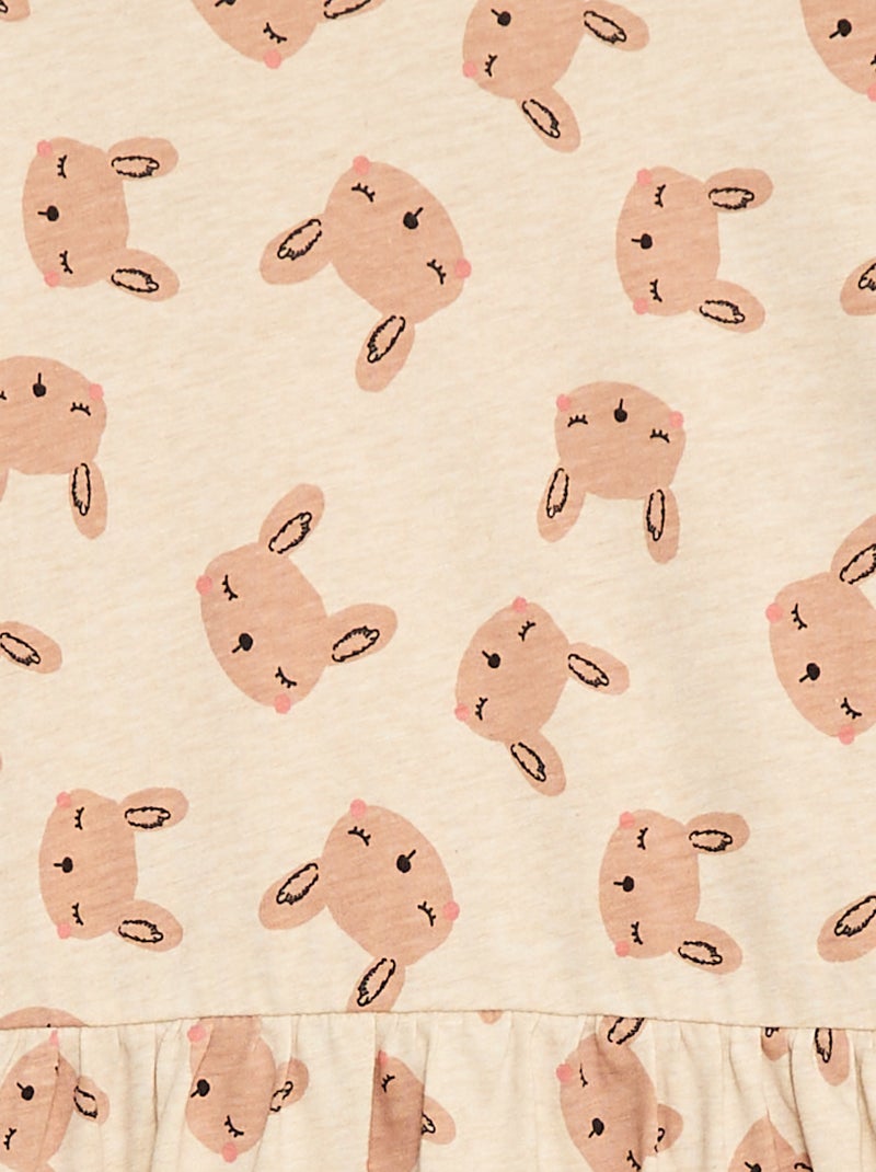 Vestido de algodón con estampado Beige - Kiabi