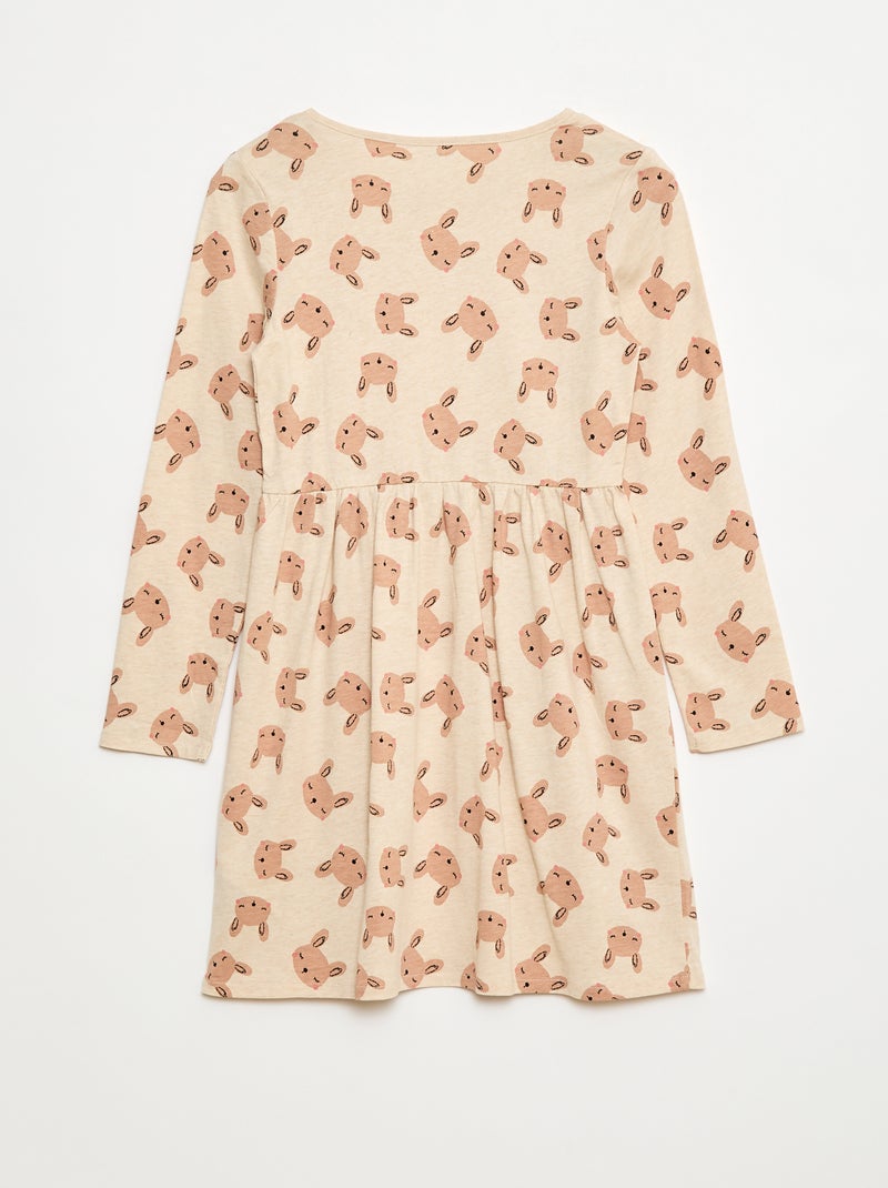 Vestido de algodón con estampado Beige - Kiabi