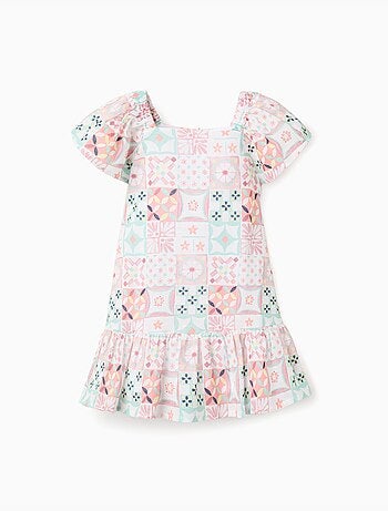 Vestido de algodón con estampado de azulejos