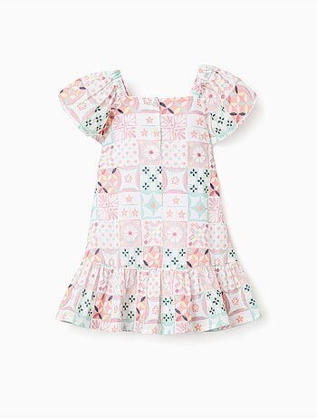 Vestido de algodón con estampado de azulejos