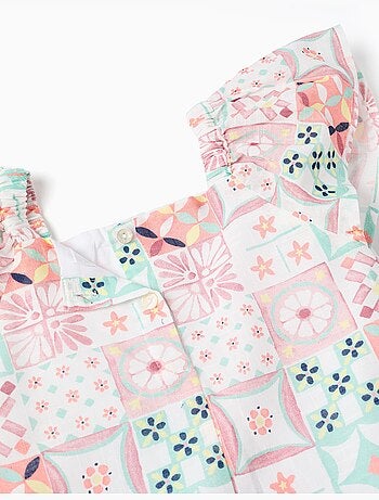Vestido de algodón con estampado de azulejos