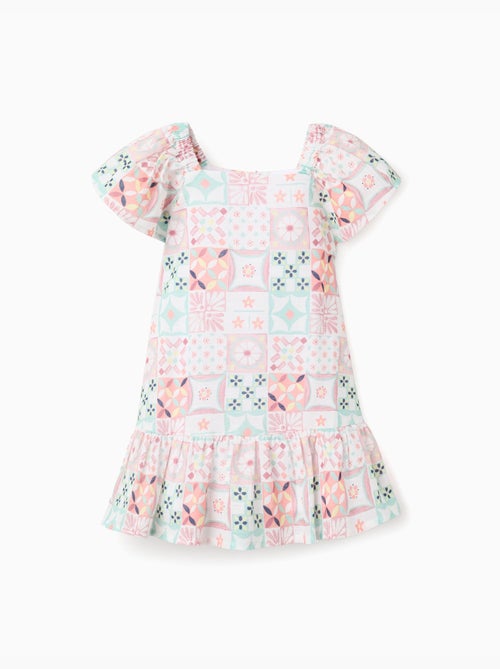 Vestido de algodón con estampado de azulejos - Kiabi