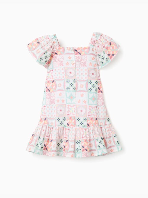 Vestido de algodón con estampado de azulejos - Kiabi