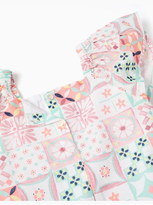 Vestido de algodón con estampado de azulejos - Kiabi