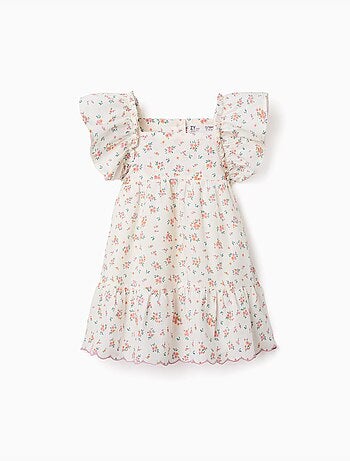 Vestido de algodón con estampado floral y volantes