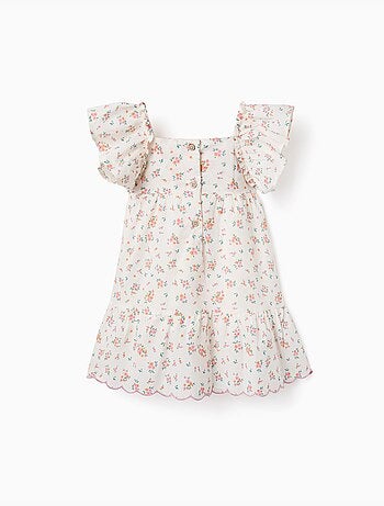 Vestido de algodón con estampado floral y volantes