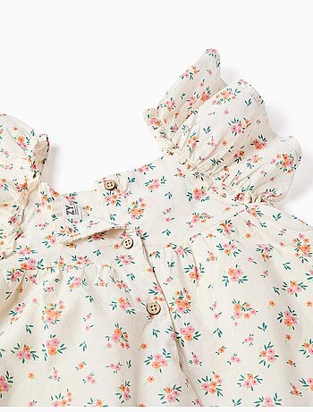 Vestido de algodón con estampado floral y volantes