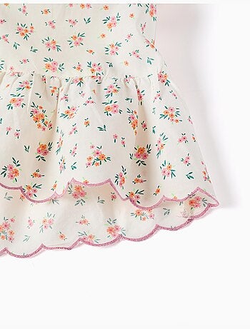 Vestido de algodón con estampado floral y volantes