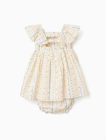 Vestido de algodón con estampado floral y volantes