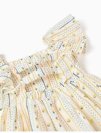 Vestido de algodón con estampado floral y volantes