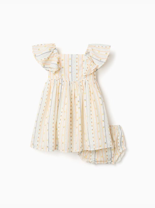 Vestido de algodón con estampado floral y volantes - Kiabi
