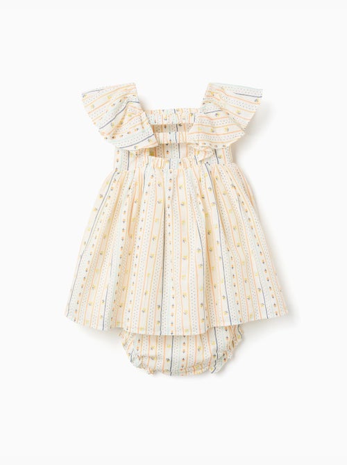 Vestido de algodón con estampado floral y volantes - Kiabi
