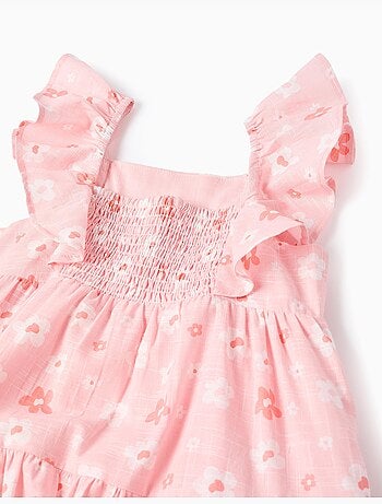 Vestido de algodón con estampado floral y volantes