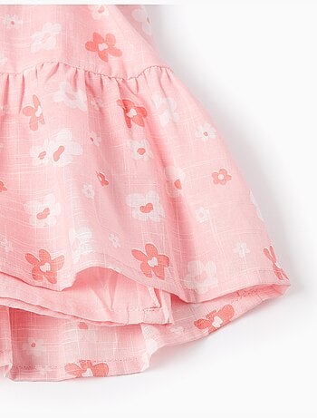 Vestido de algodón con estampado floral y volantes