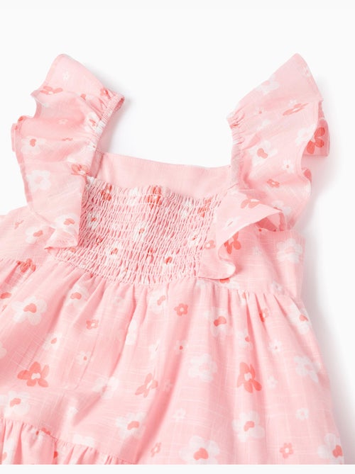 Vestido de algodón con estampado floral y volantes - Kiabi