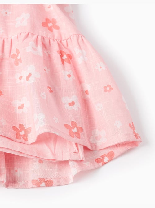 Vestido de algodón con estampado floral y volantes - Kiabi