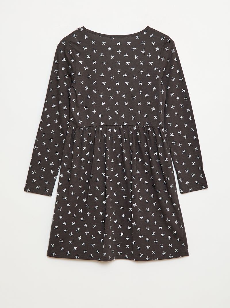 Vestido de algodón con estampado Gris - Kiabi