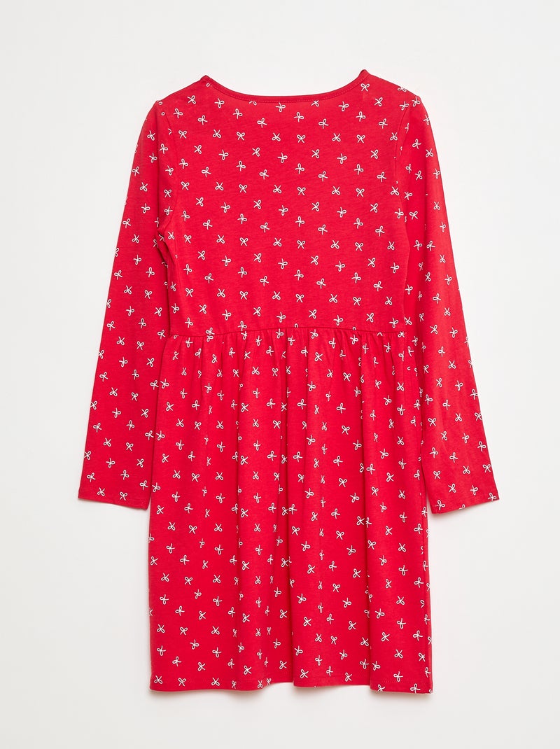 Vestido de algodón con estampado Rojo - Kiabi