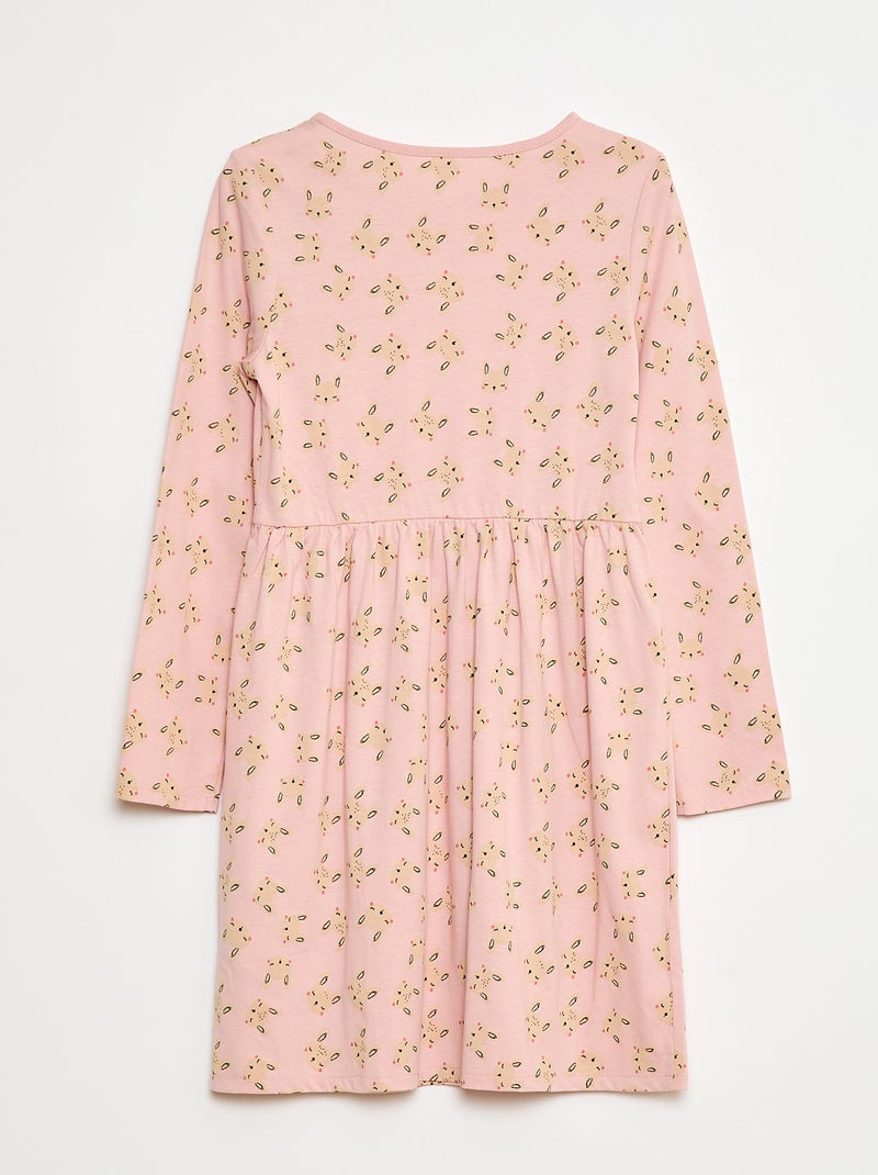 Vestido de algodón con estampado Rosa - Kiabi