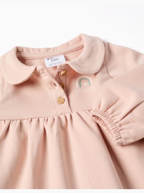 Vestido de algodón con mangas largas abullonadas - Kiabi