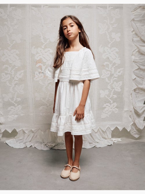 Vestido de algodón con mangas tipo capa y cinturón - Kiabi