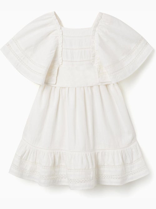 Vestido de algodón con mangas tipo capa y cinturón - Kiabi