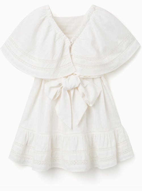 Vestido de algodón con mangas tipo capa y cinturón - Kiabi