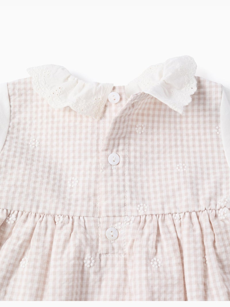 Vestido de algodón con vichy Gris claro - Kiabi