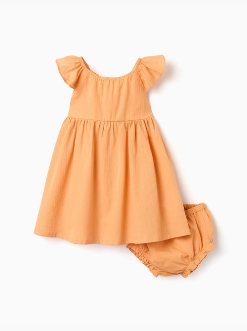 Vestido de algodón con volantes y forro - Kiabi