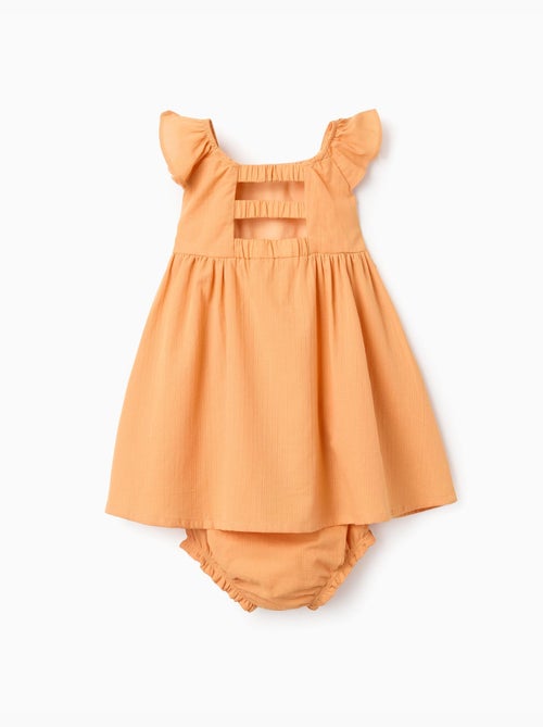 Vestido de algodón con volantes y forro - Kiabi