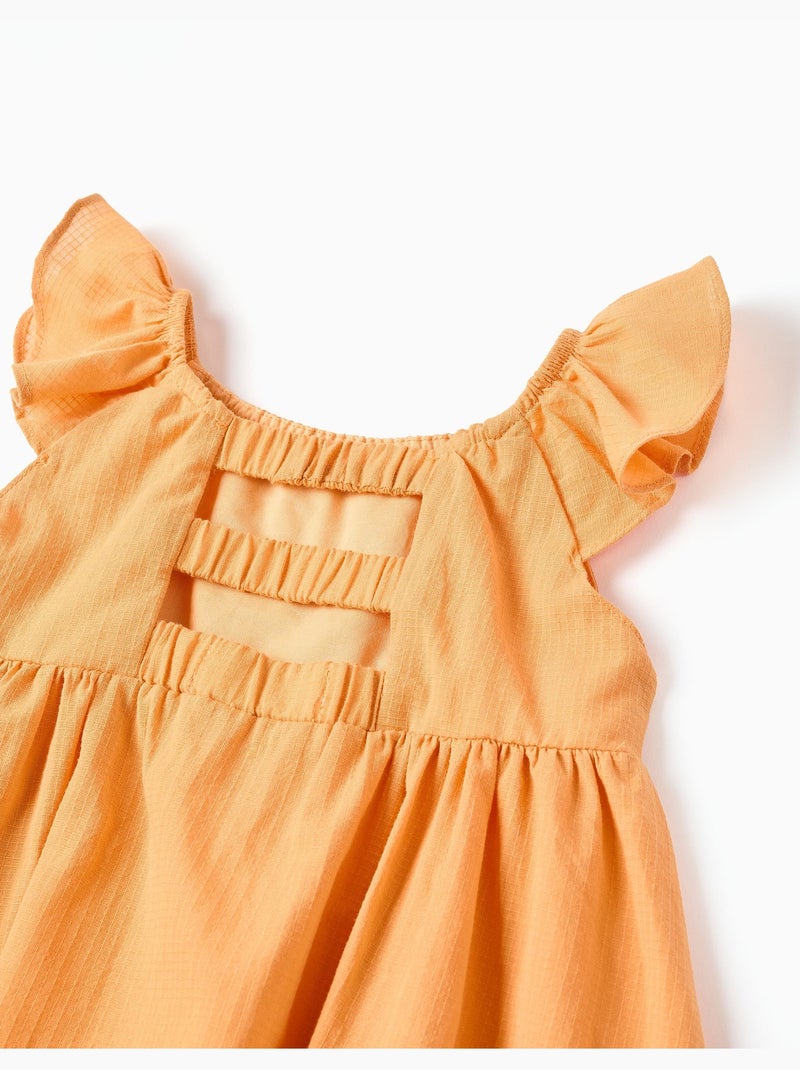 Vestido de algodón con volantes y forro Amarillo oscuro - Kiabi