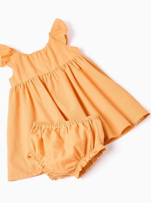 Vestido de algodón con volantes y forro - Kiabi