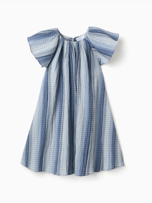 Vestido de algodón en línea A con mangas mariposa - Kiabi