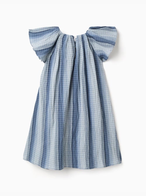 Vestido de algodón en línea A con mangas mariposa - Kiabi