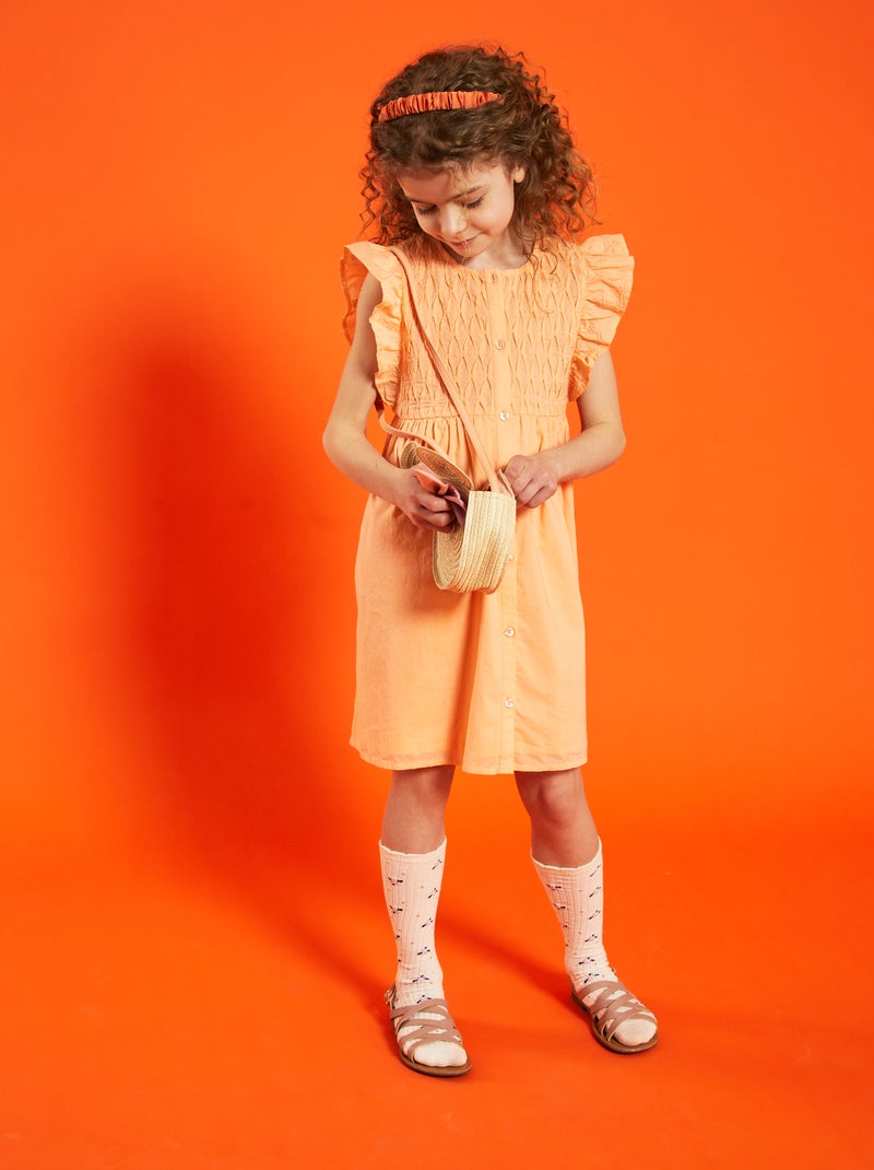 Vestido de algodón NARANJA - Kiabi
