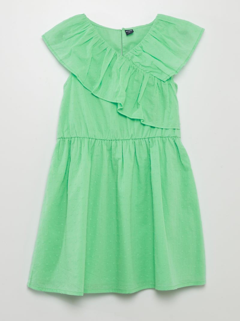 Vestido de algodón plumeti VERDE - Kiabi