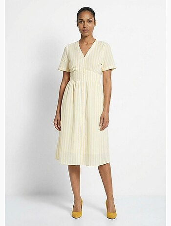 Vestido de algodón puro a rayas de cintura alta - AFIBEL