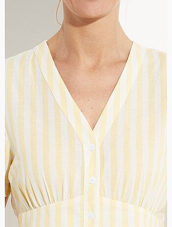 Vestido de algodón puro a rayas de cintura alta - AFIBEL