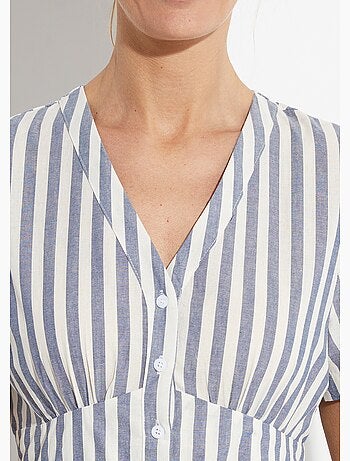 Vestido de algodón puro a rayas de cintura alta - AFIBEL