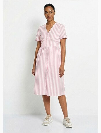 Vestido de algodón puro a rayas de cintura alta - AFIBEL