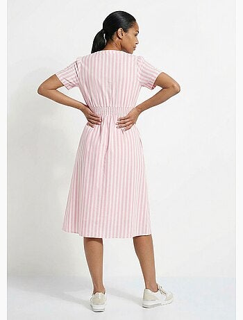Vestido de algodón puro a rayas de cintura alta - AFIBEL
