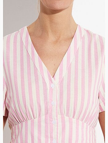 Vestido de algodón puro a rayas de cintura alta - AFIBEL