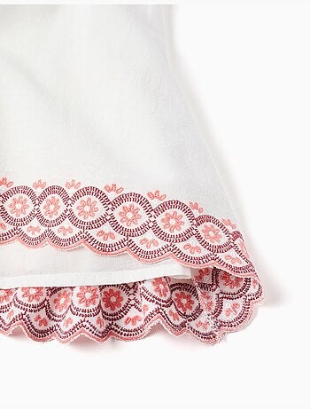 Vestido de algodón y lino con bordado inglés