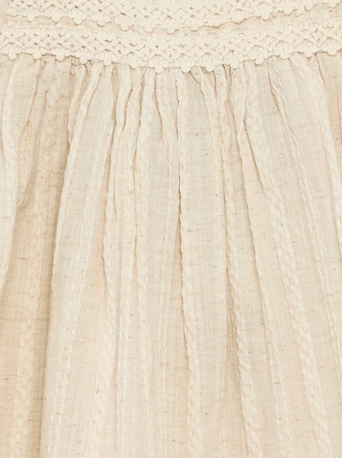 Vestido de algodón y lino con detalles de macramé - Kiabi