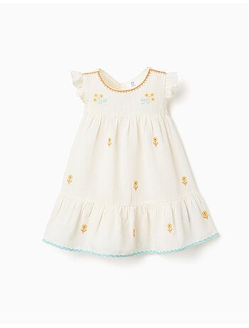 Vestido de algodón y lino con flores