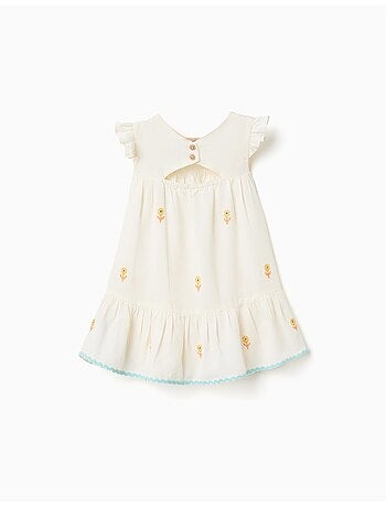 Vestido de algodón y lino con flores