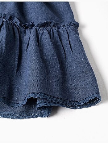 Vestido de algodón y lino con mangas con volantes You&Me